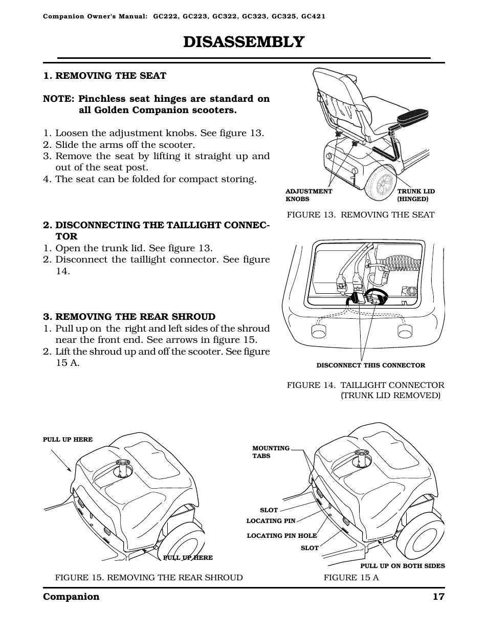 Disassembly | Golden Technologies Companion II User Manual | Page 19 / 41