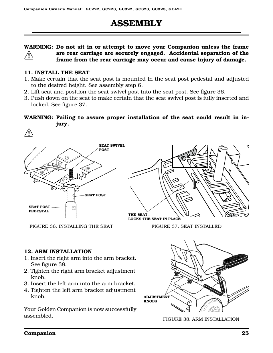 Assembly | Golden Technologies Companion II User Manual | Page 27 / 41