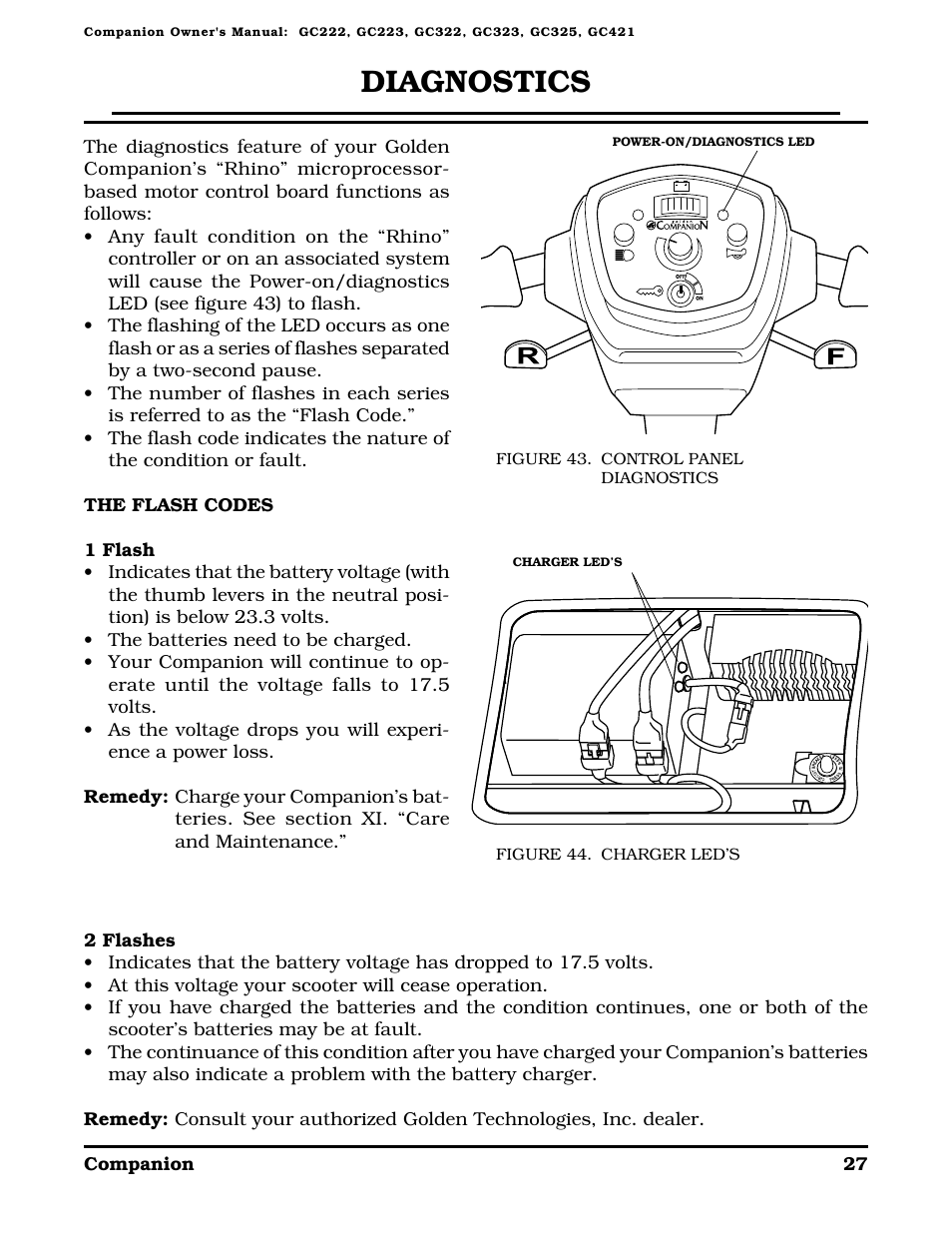 Diagnostics | Golden Technologies Companion II User Manual | Page 29 / 41