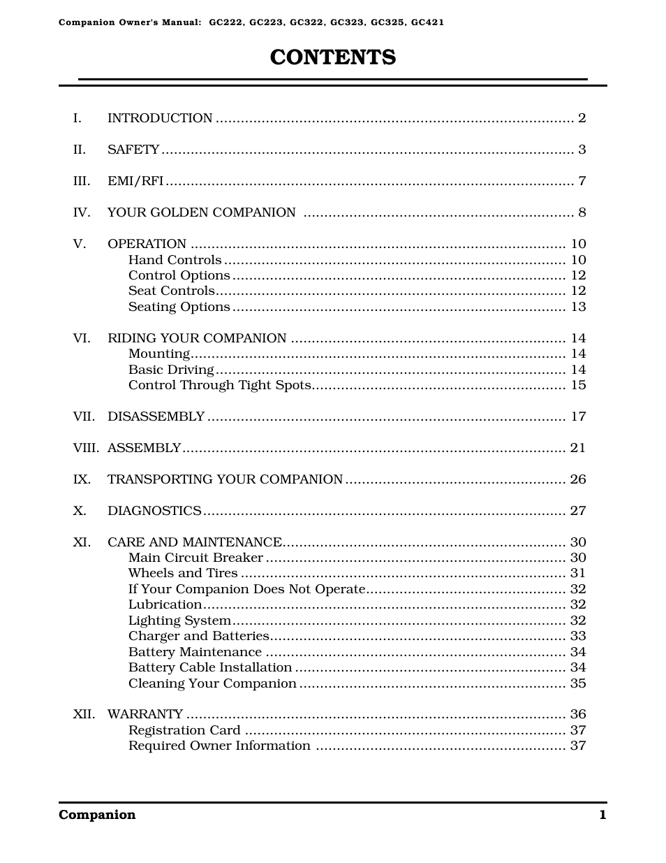 Golden Technologies Companion II User Manual | Page 3 / 41
