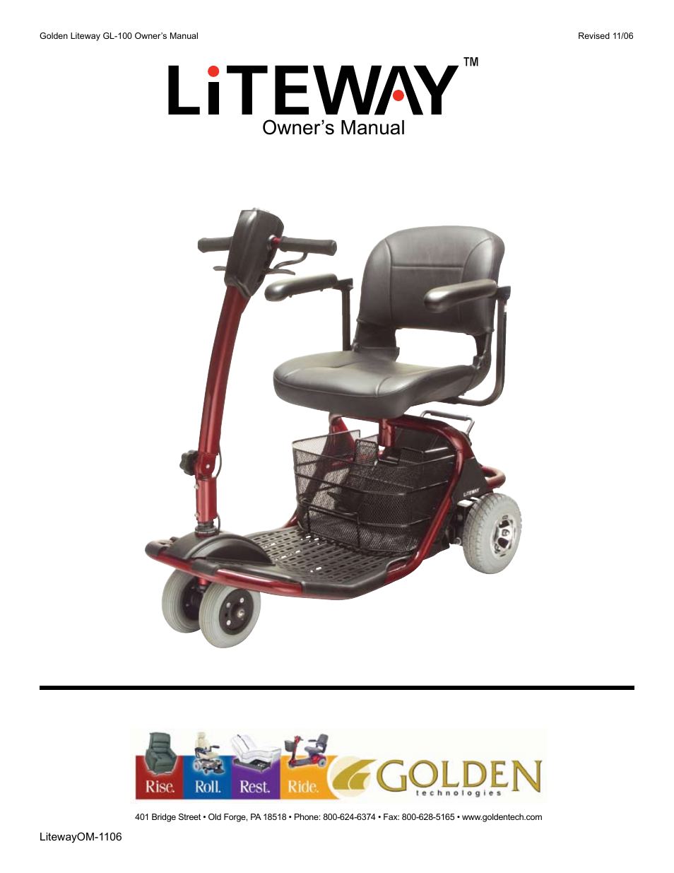 L tew y | Golden Technologies LitewayTM User Manual | Page 43 / 43