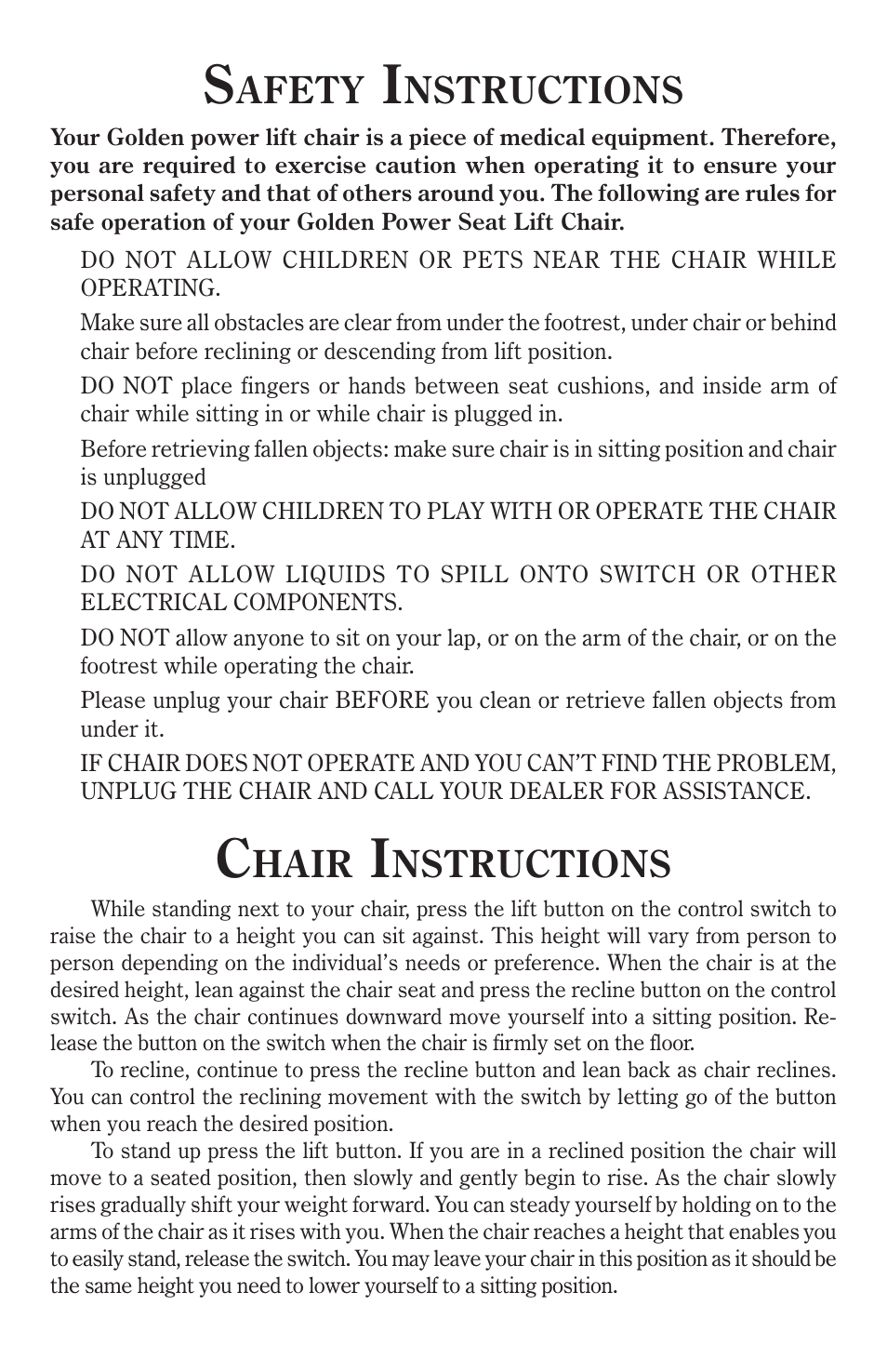 Afety, Nstructions, Hair | Golden Technologies 8-02 BPWARB User Manual | Page 3 / 12
