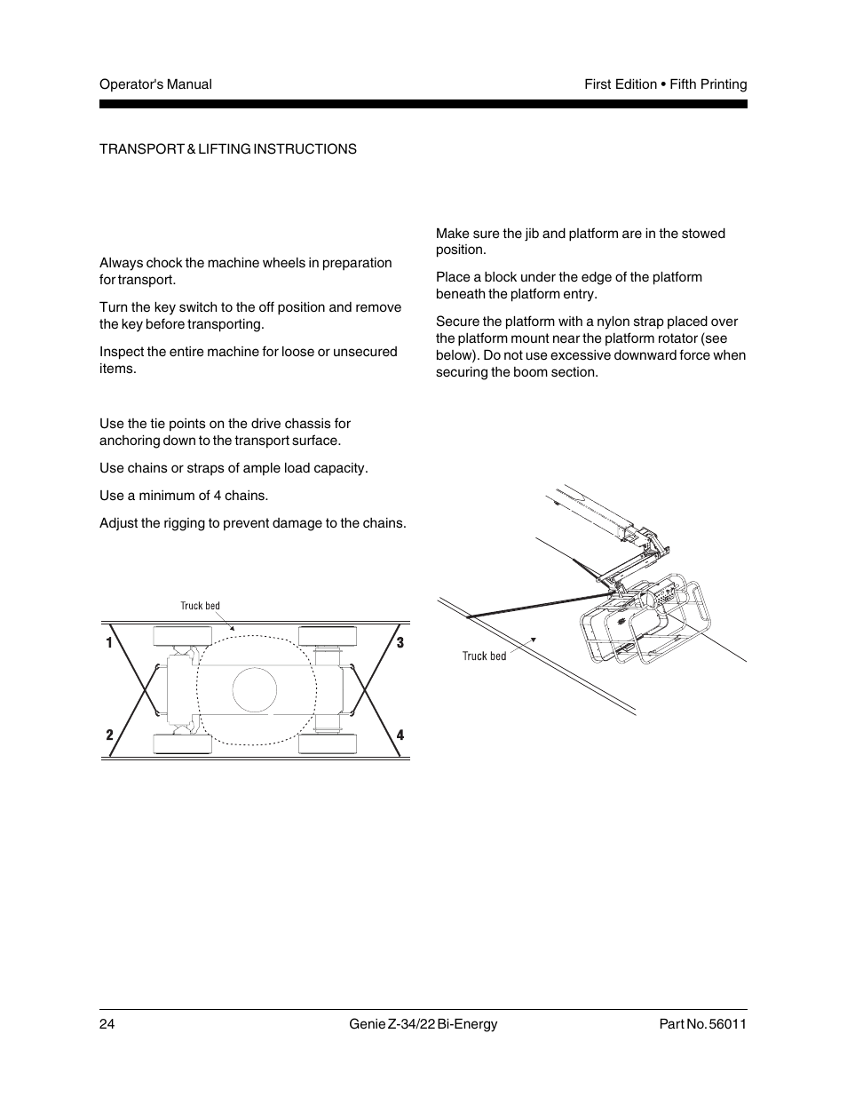 Securing to truck or trailer for transit | Genie Z-34 User Manual | Page 26 / 31
