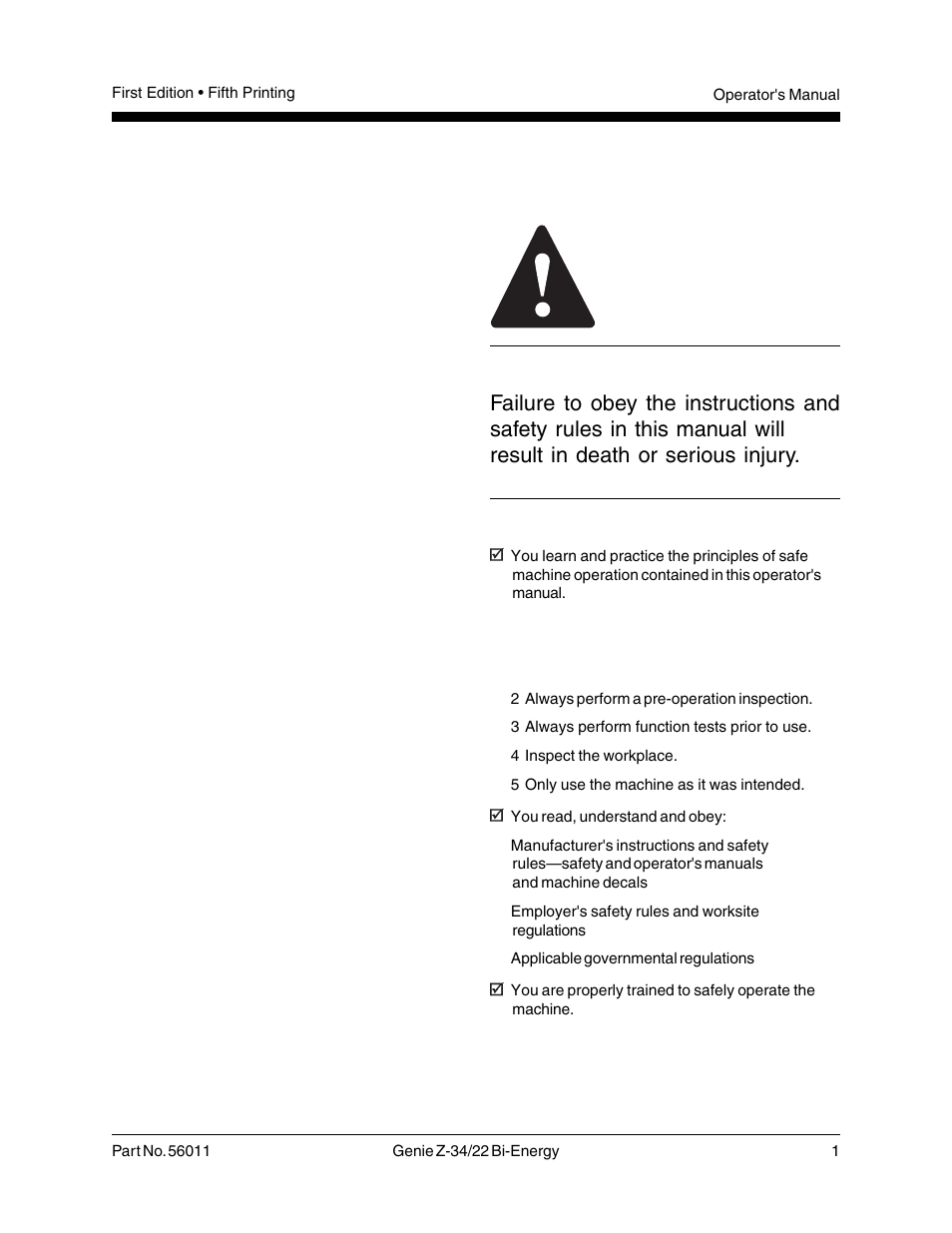 Safety rules | Genie Z-34 User Manual | Page 3 / 31