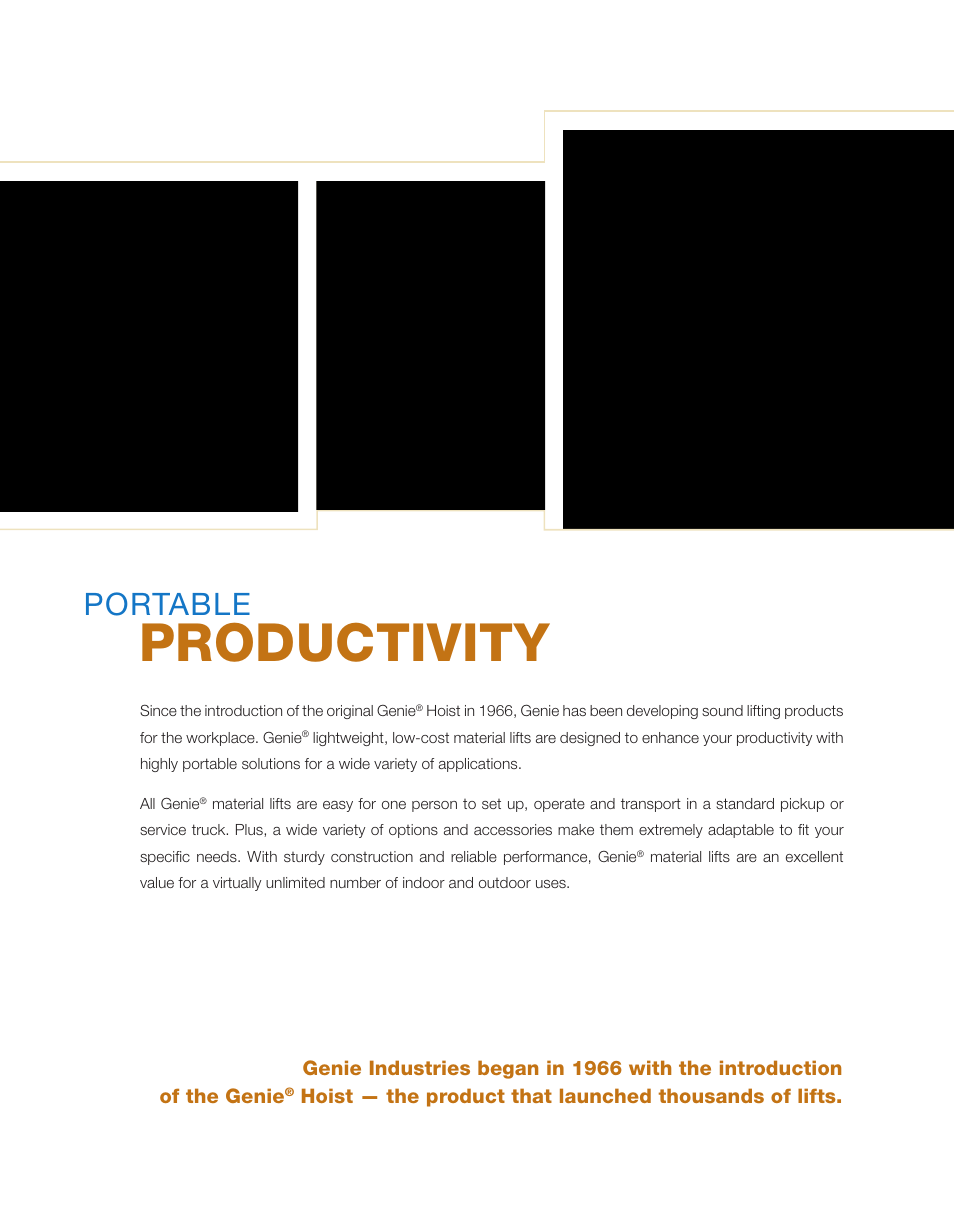 Productivity, Portable | Genie sLc User Manual | Page 3 / 16