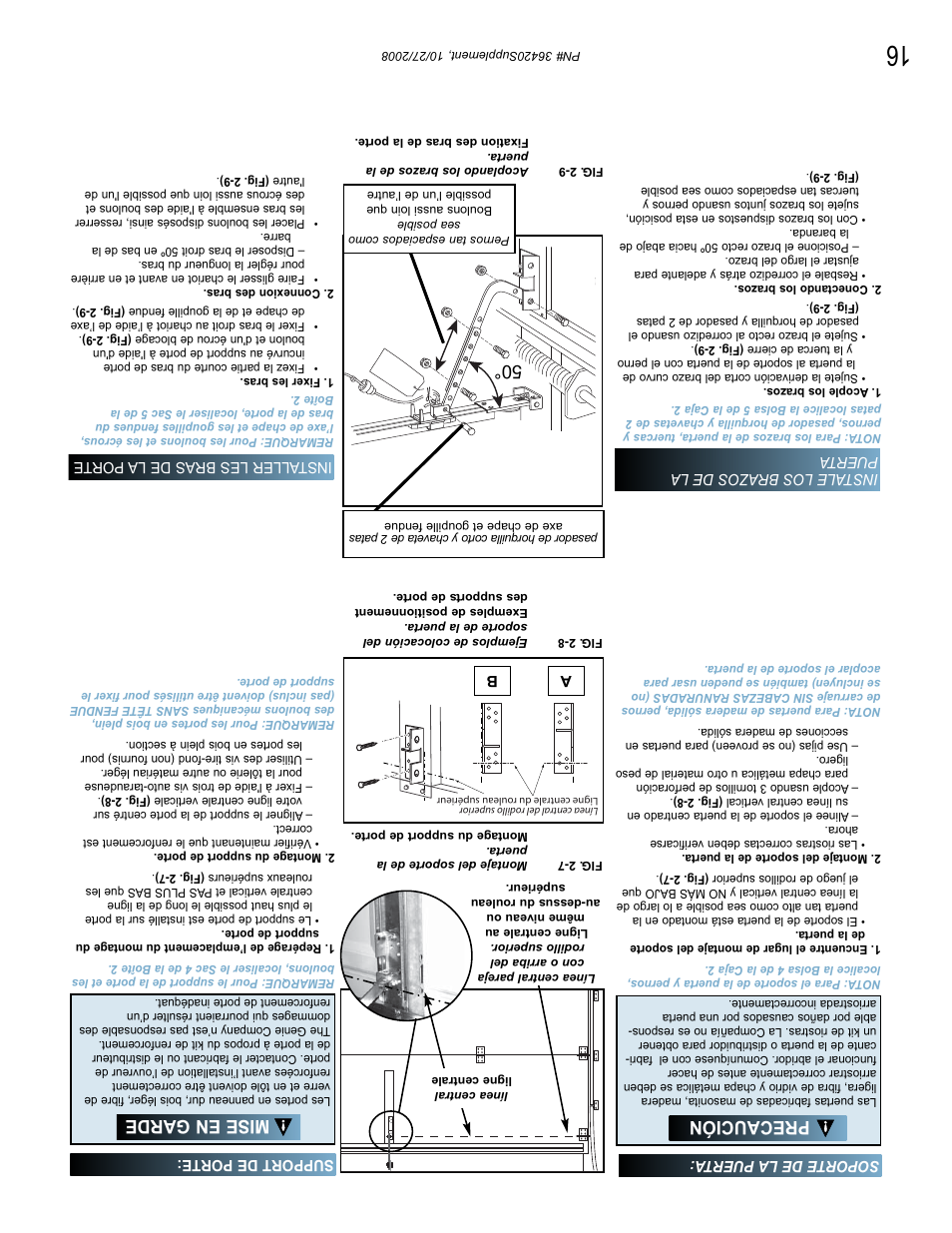 Precaución, Mise en garde | Genie BeltLift 1022 User Manual | Page 51 / 66