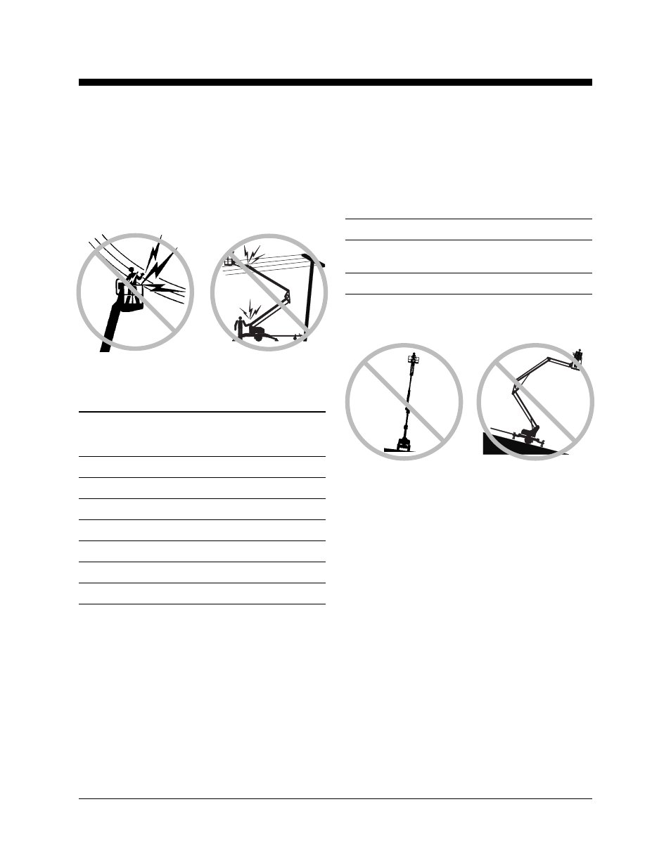 Electrocution hazards, Tip-over hazards | Genie TZ-50 User Manual | Page 4 / 41