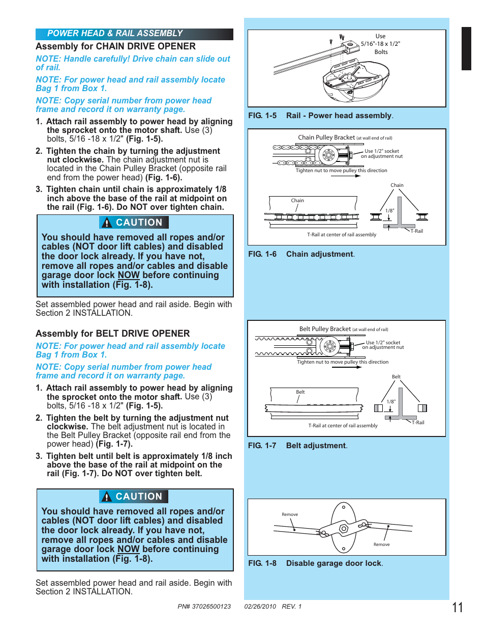 Assembly for chain drive opener, Assembly for belt drive opener | Genie Model 2022 User Manual | Page 11 / 30