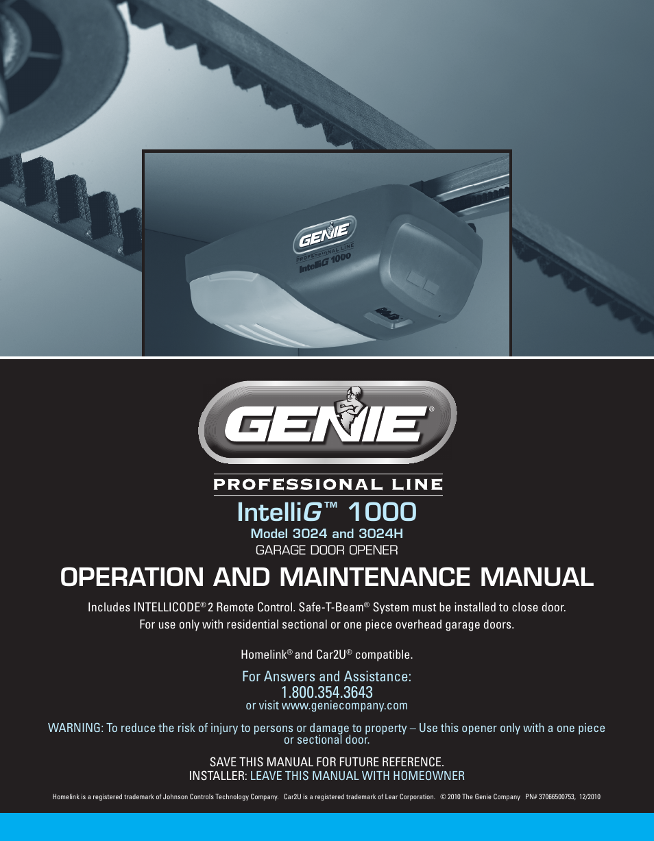 Genie INTELLIG 1000 3024 User Manual | 27 pages