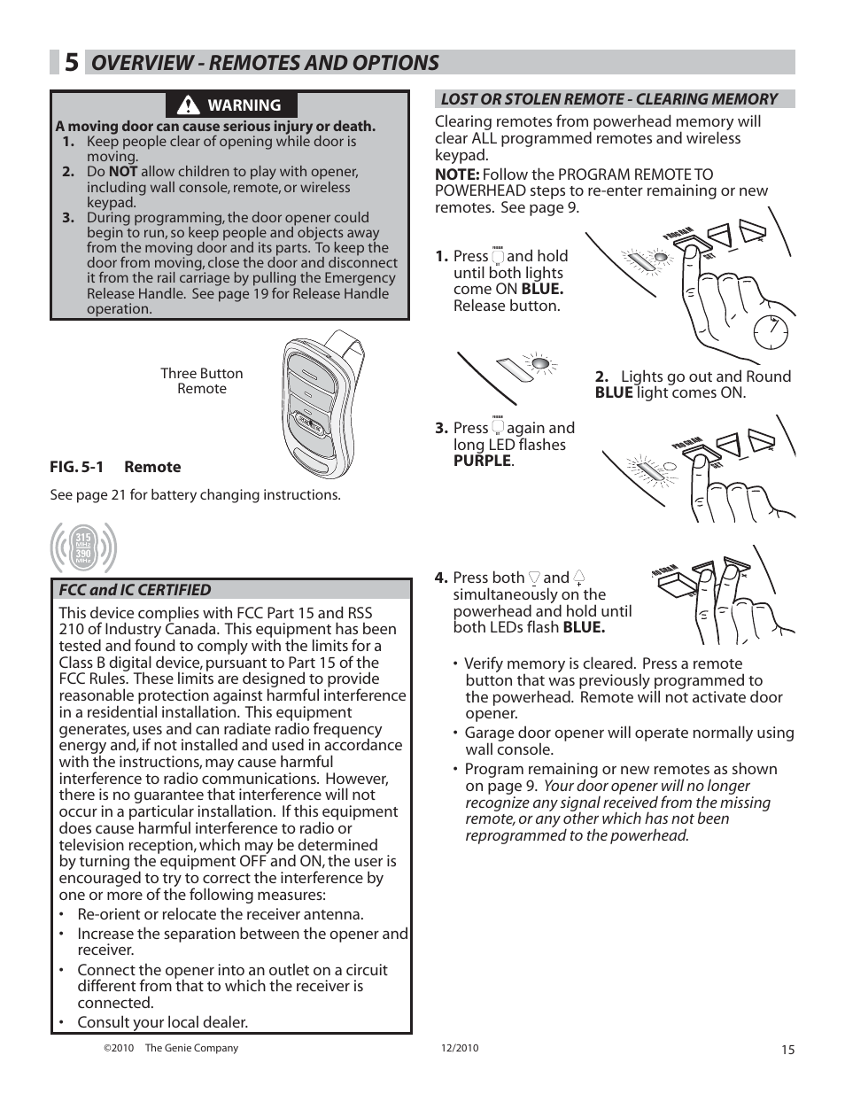 Overview - remotes and options | Genie INTELLIG 1000 3024 User Manual | Page 15 / 27