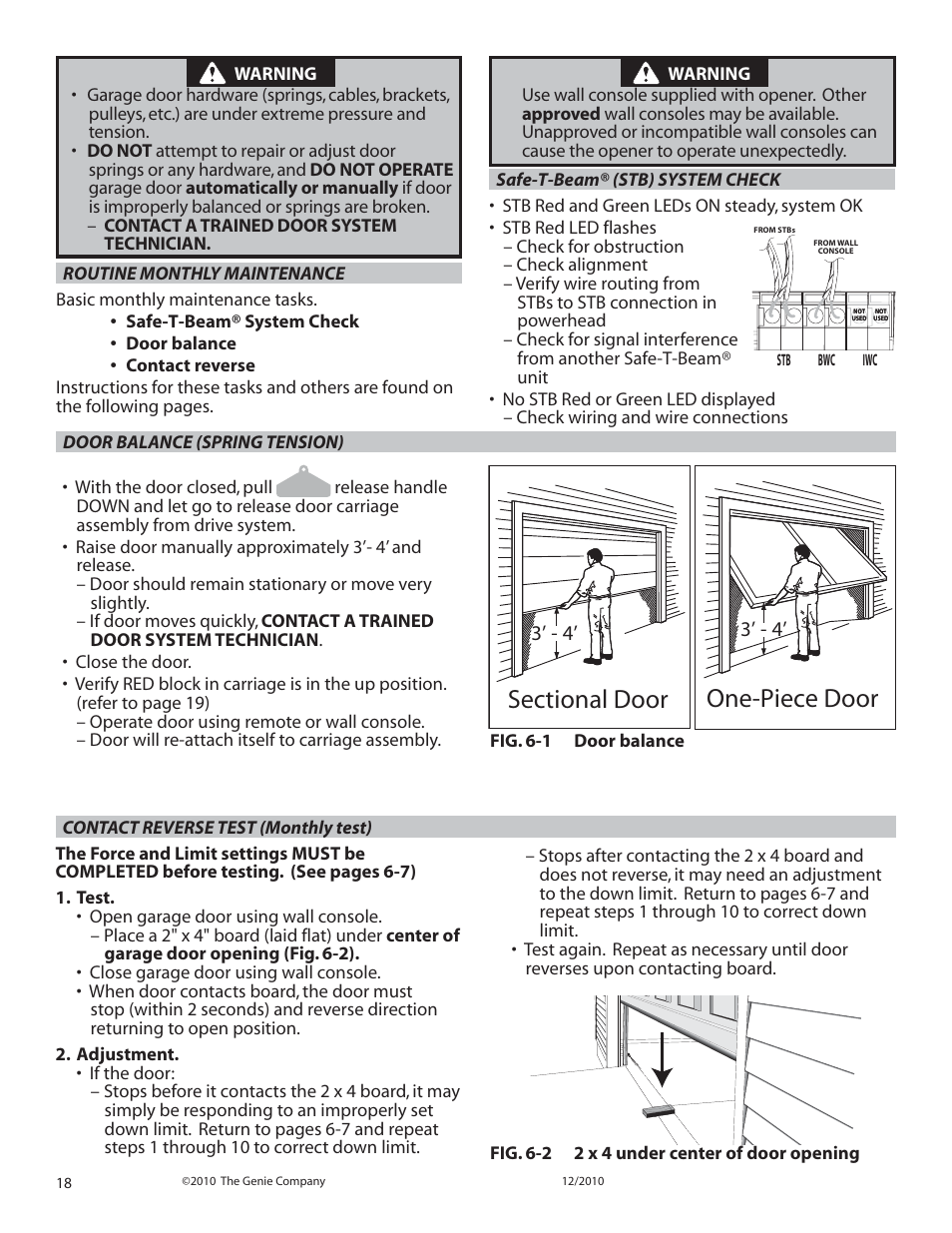 One-piece door | Genie INTELLIG 1000 3024 User Manual | Page 18 / 27