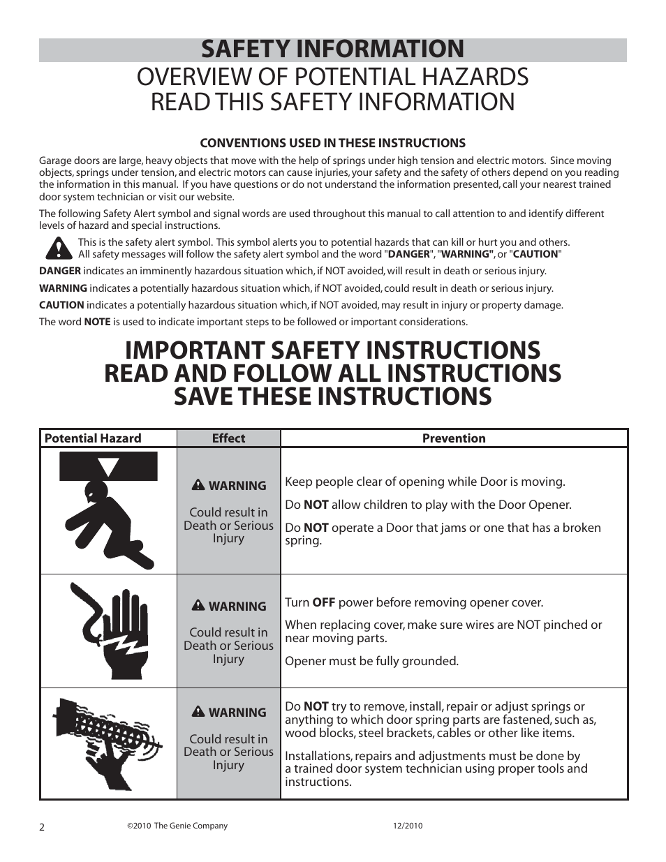 Genie INTELLIG 1000 3024 User Manual | Page 2 / 27