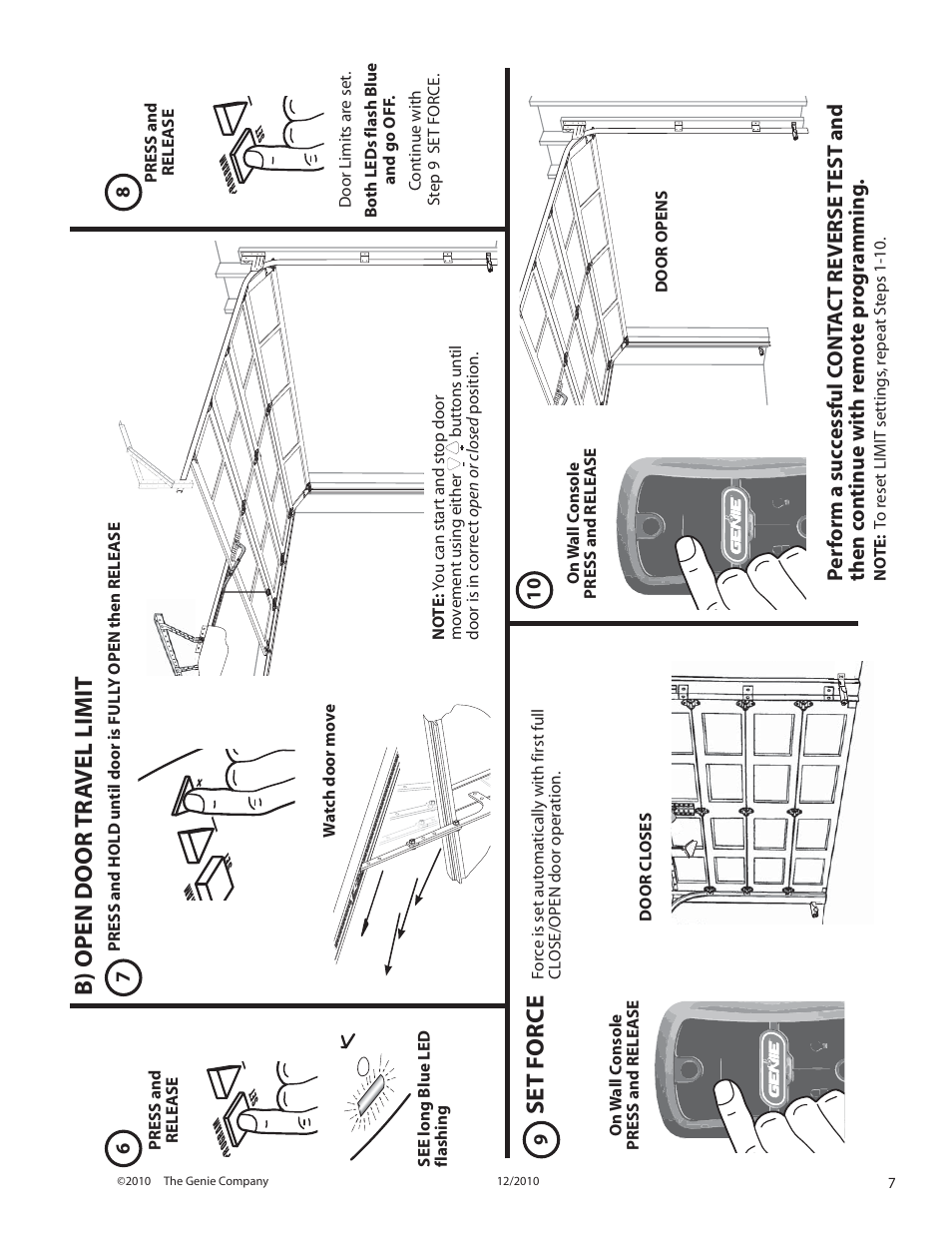 B) open door tr a vel limit, Set force | Genie INTELLIG 1000 3024 User Manual | Page 7 / 27