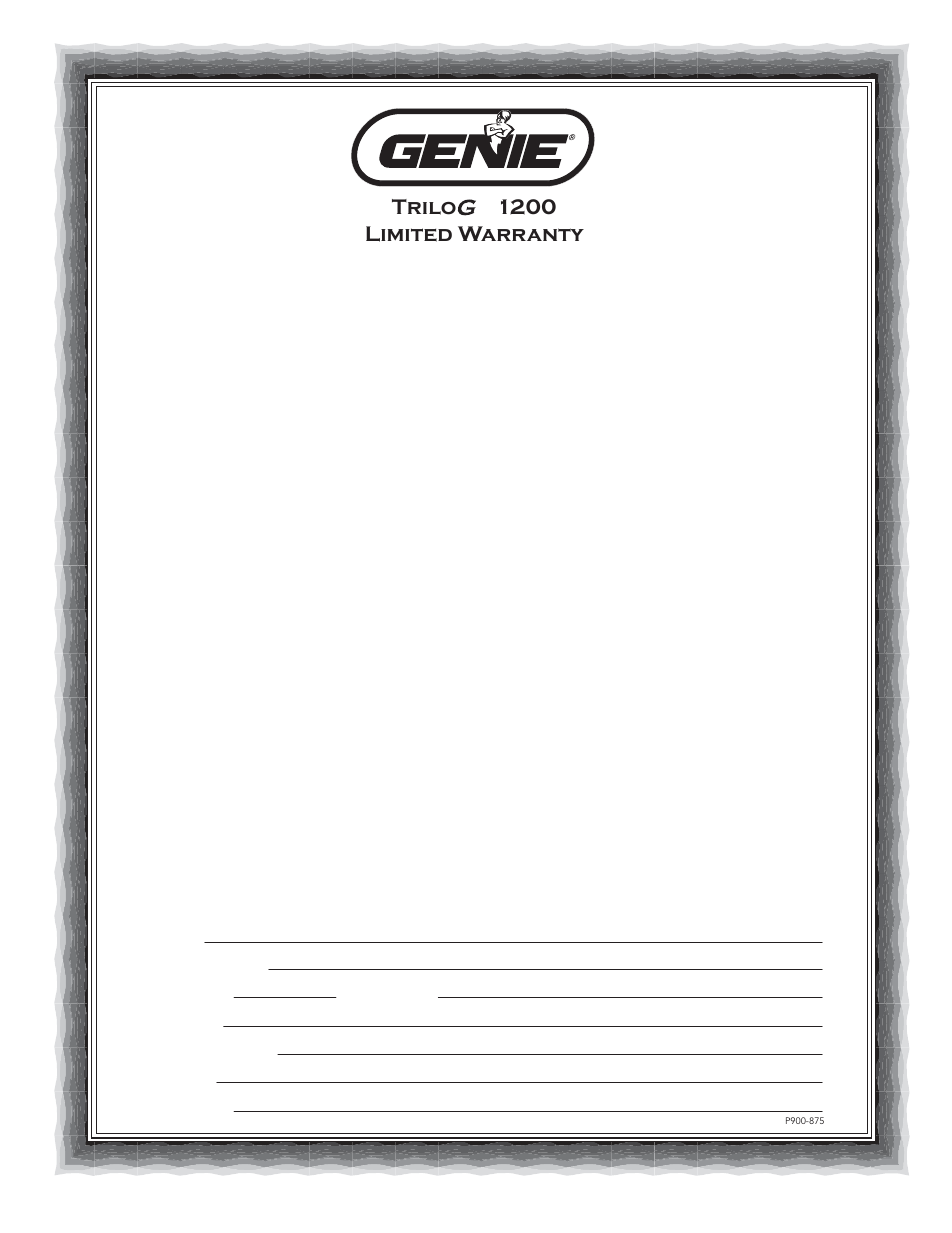 Trilo, 1200 limited warranty | Genie TRILOG 3064H User Manual | Page 27 / 27