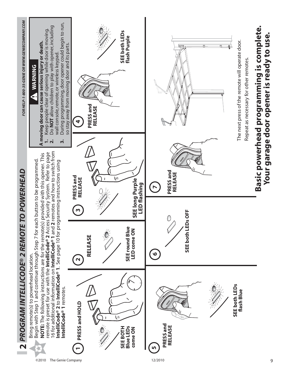 Pr ogr am intellic ode® 2 remo te to po werhead | Genie TRILOG 3064H User Manual | Page 9 / 27