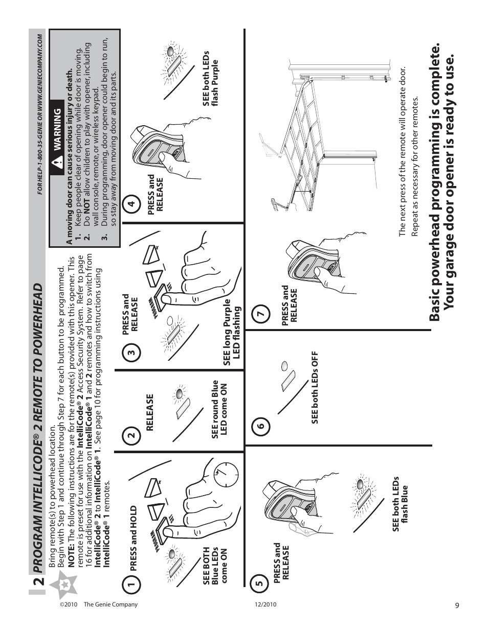 Pr ogr am intellic ode® 2 remo te t o po werhead | Genie INTELLIG 4024 User Manual | Page 9 / 27