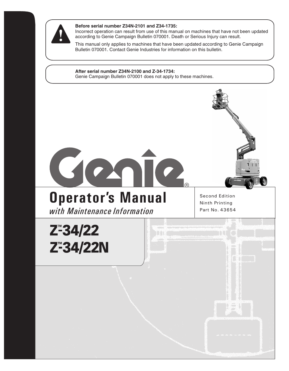 Genie Z34N-2100 Z-34 User Manual | 36 pages