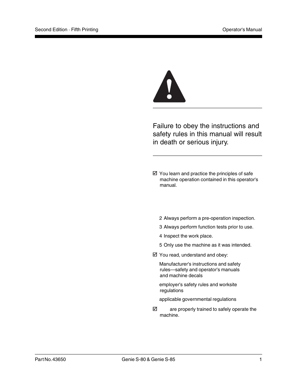Safety rules | Genie S-85 User Manual | Page 3 / 33