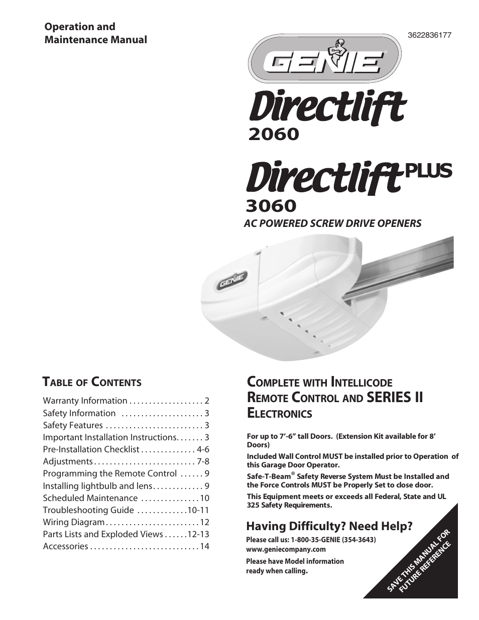 Genie DirectLift 3060 User Manual | 14 pages
