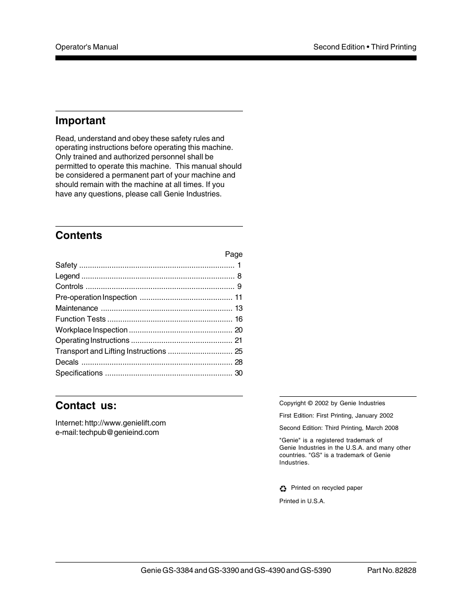 Genie GS-5390 User Manual | Page 2 / 36
