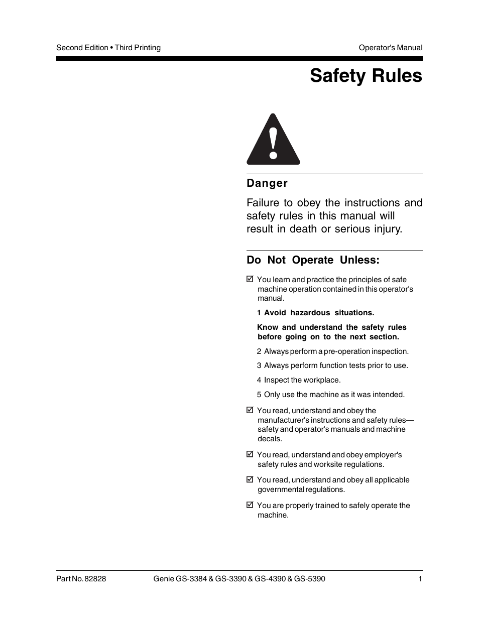 Safety rules | Genie GS-5390 User Manual | Page 3 / 36