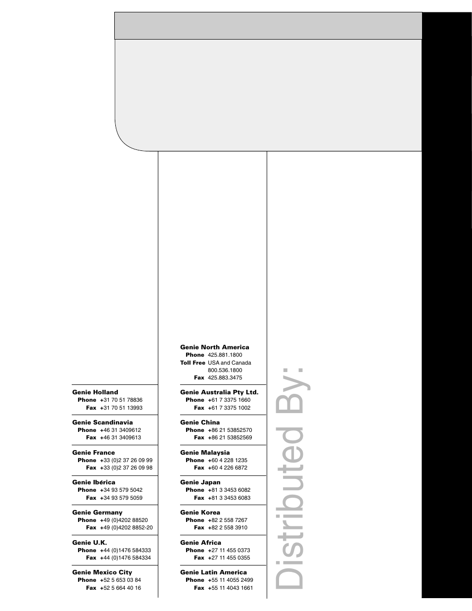 Distributed by | Genie IWP Super Series 48643 User Manual | Page 28 / 28