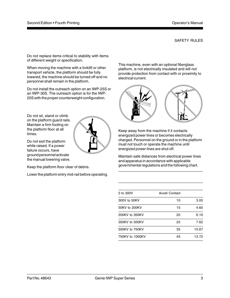 Electrocution hazards, Fall hazards | Genie IWP Super Series 48643 User Manual | Page 5 / 28