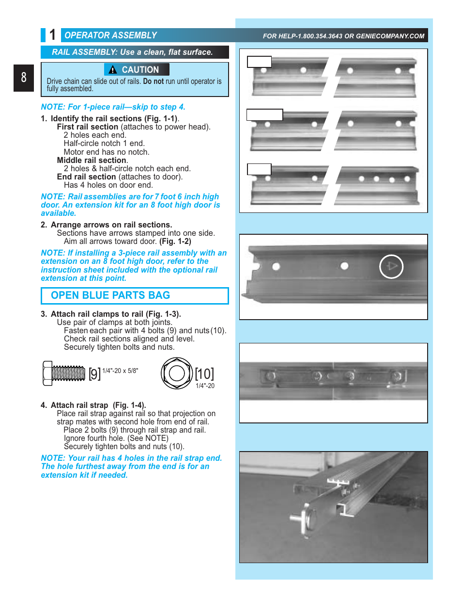 Open blue parts bag | Genie 3452535556 GCG User Manual | Page 8 / 27