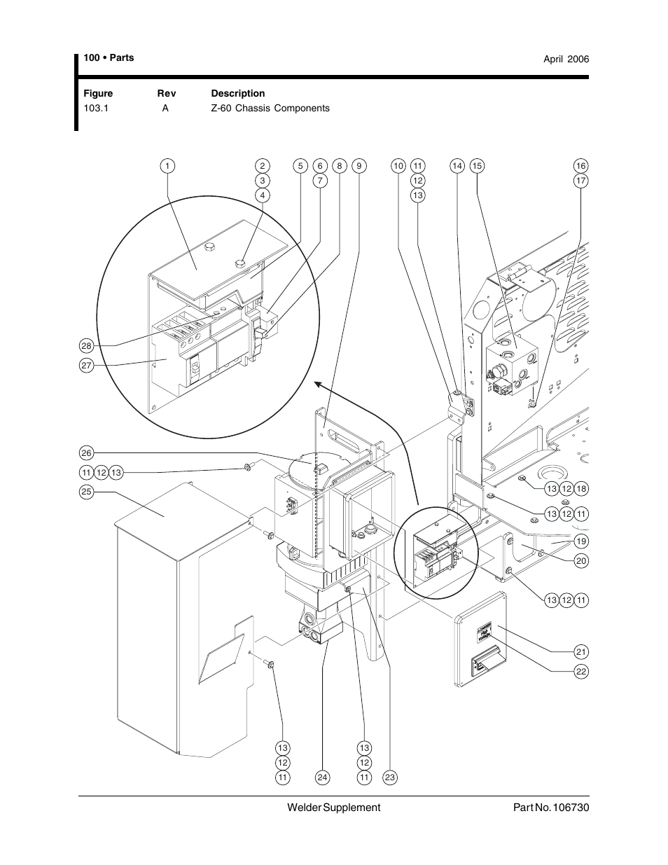 1 a z-60 chassis components, Z-60 chassis components | Genie 106730 User Manual | Page 10 / 35