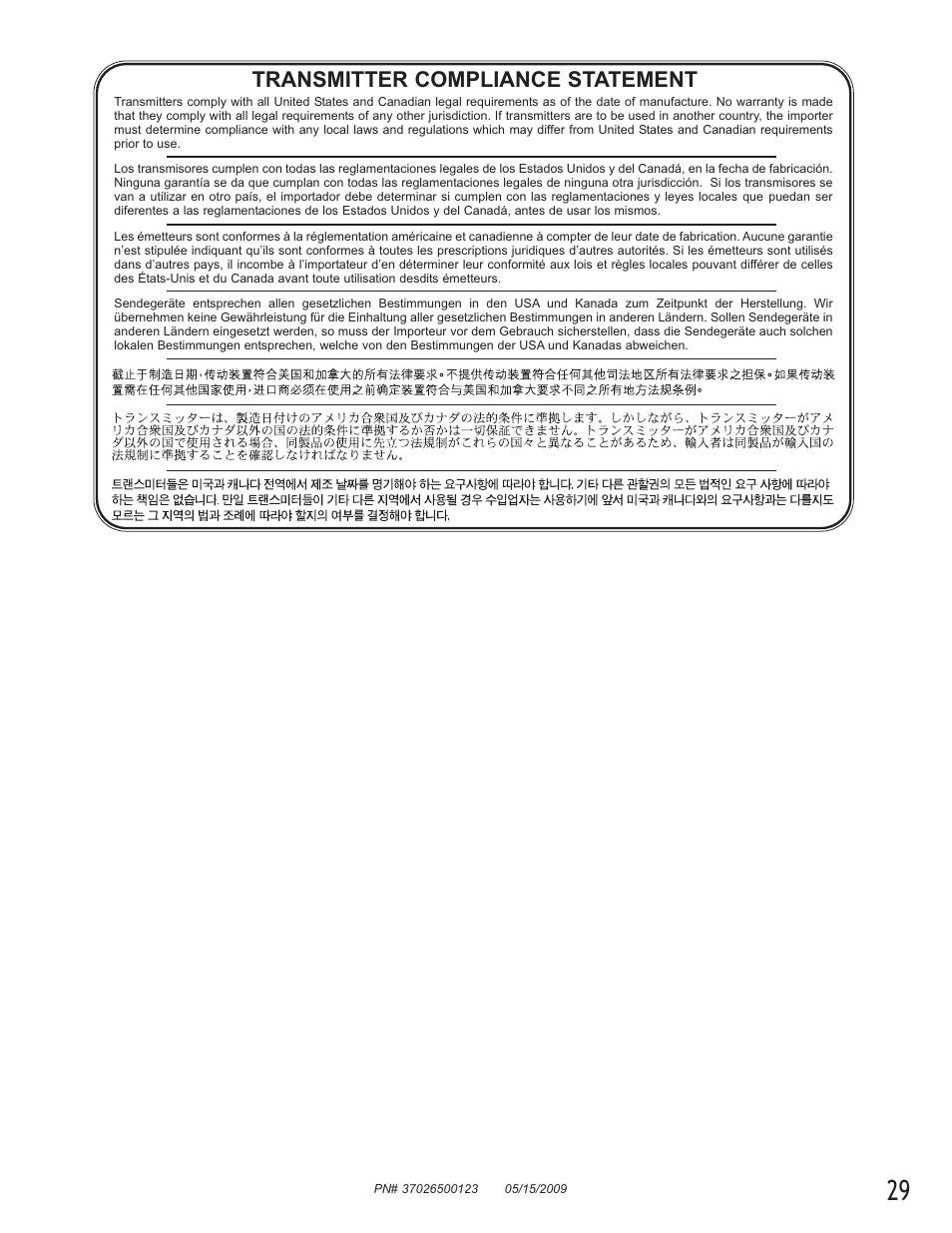 Transmitter compliance statement | Genie 2024 User Manual | Page 29 / 30