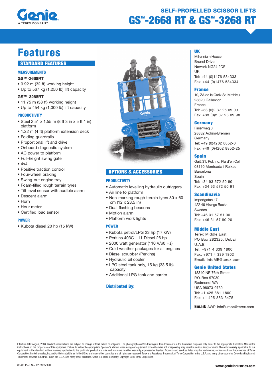 2668 rt & gs, 3268 rt, Features | Genie GS-3268 RT User Manual | Page 2 / 2