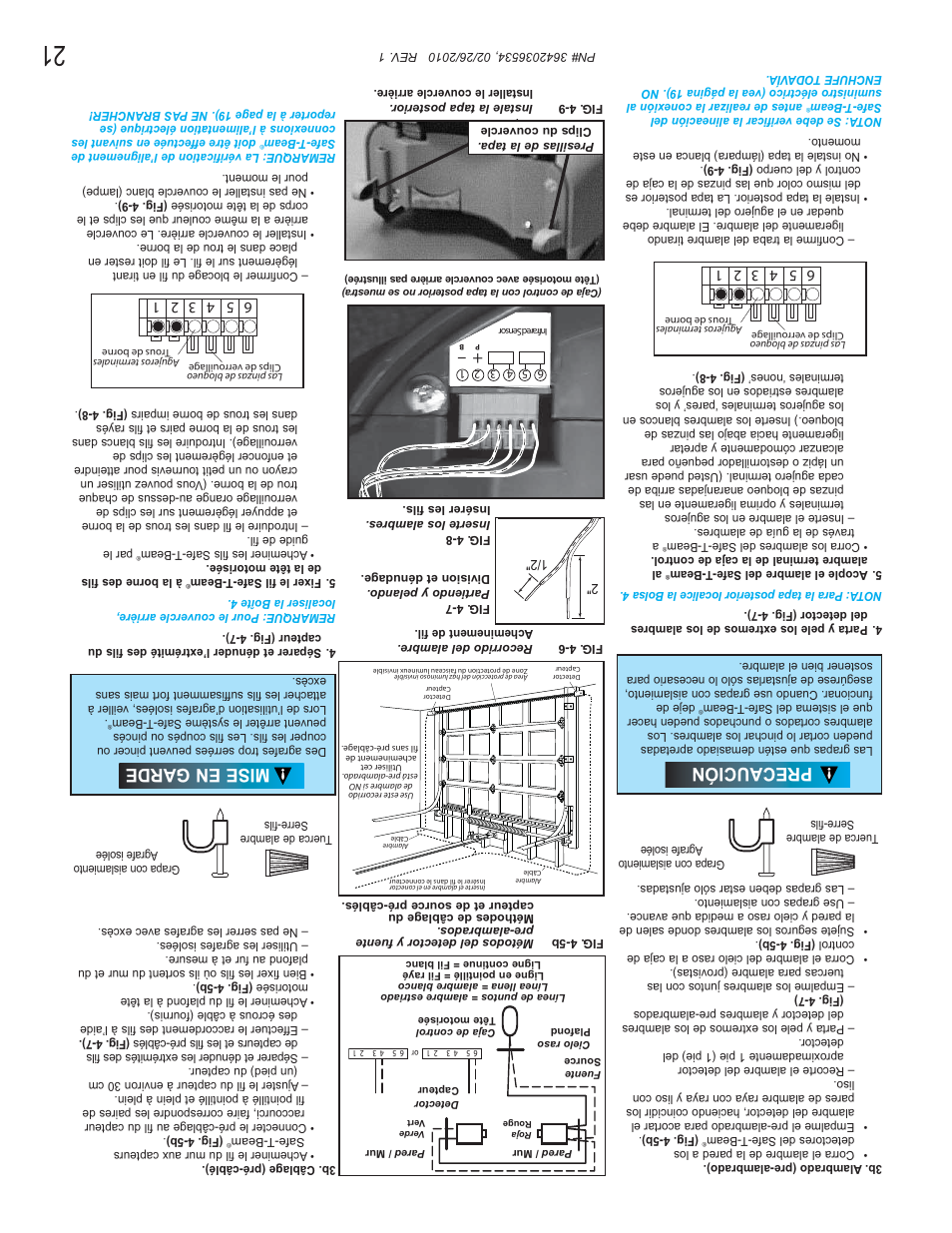 Precaución, Mise en garde | Genie 1042 User Manual | Page 48 / 68