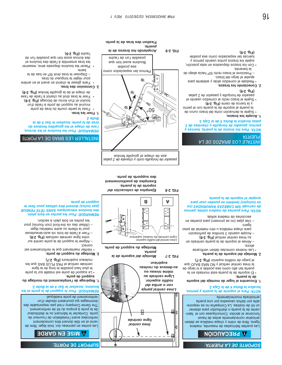 Precaución, Mise en garde | Genie 1042 User Manual | Page 53 / 68