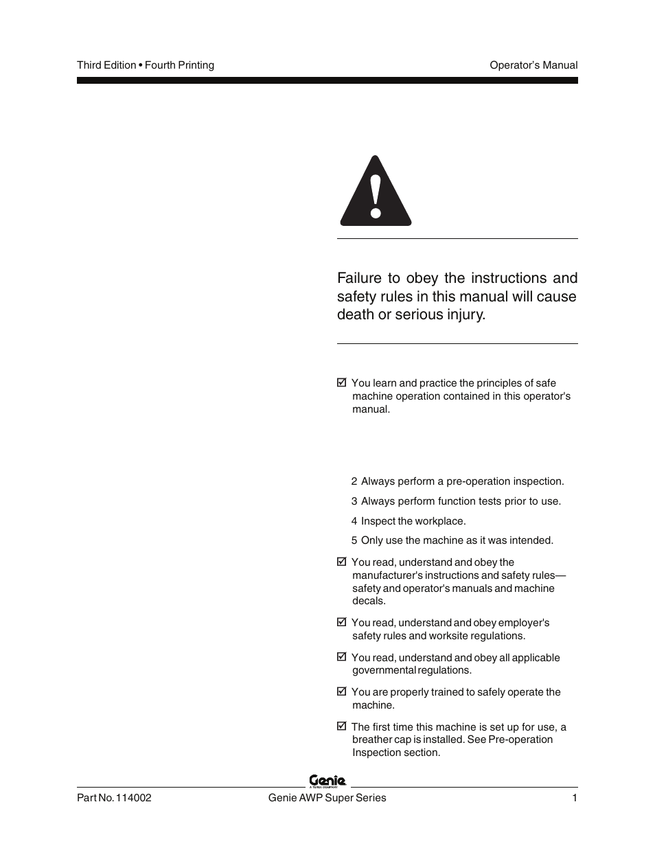 Safety rules | Genie AWP 114002 User Manual | Page 3 / 36