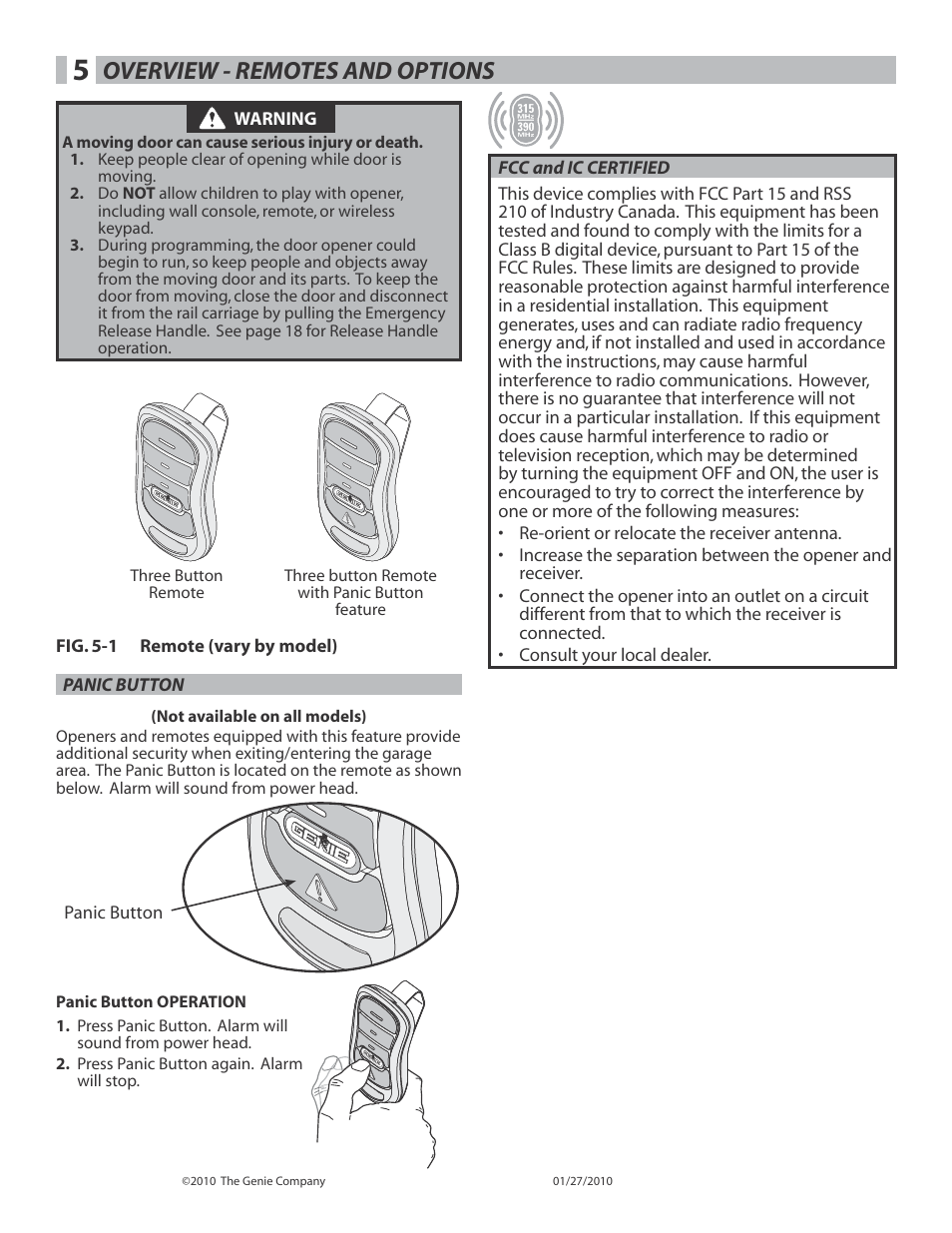 Overview - remotes and options | Genie INTELLIG 3024 User Manual | Page 14 / 26