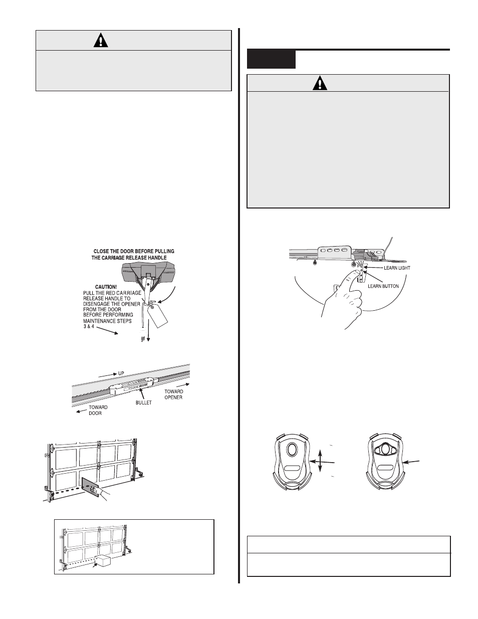Warning, Aintenance and, Djustments | Step 2 | Genie QuietLift 3563435770 User Manual | Page 8 / 16