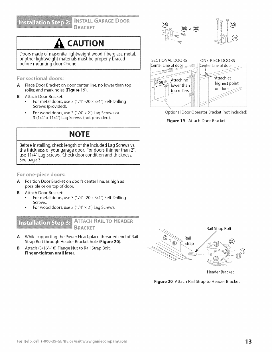 Caution, For stictional doors, For ontf-plecef doors | Genie Excelerator User Manual | Page 13 / 32