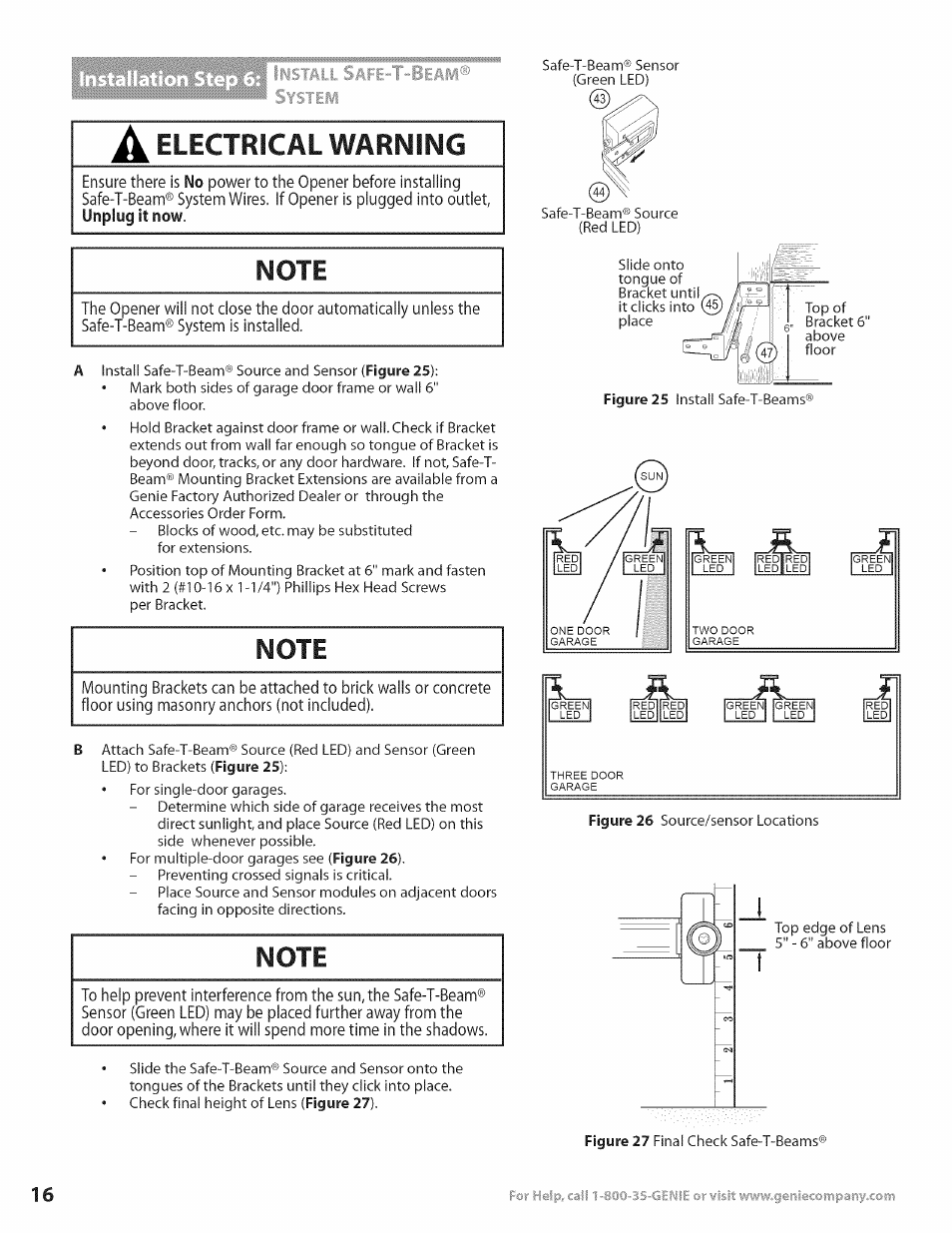 Electrical warning | Genie Excelerator User Manual | Page 16 / 32