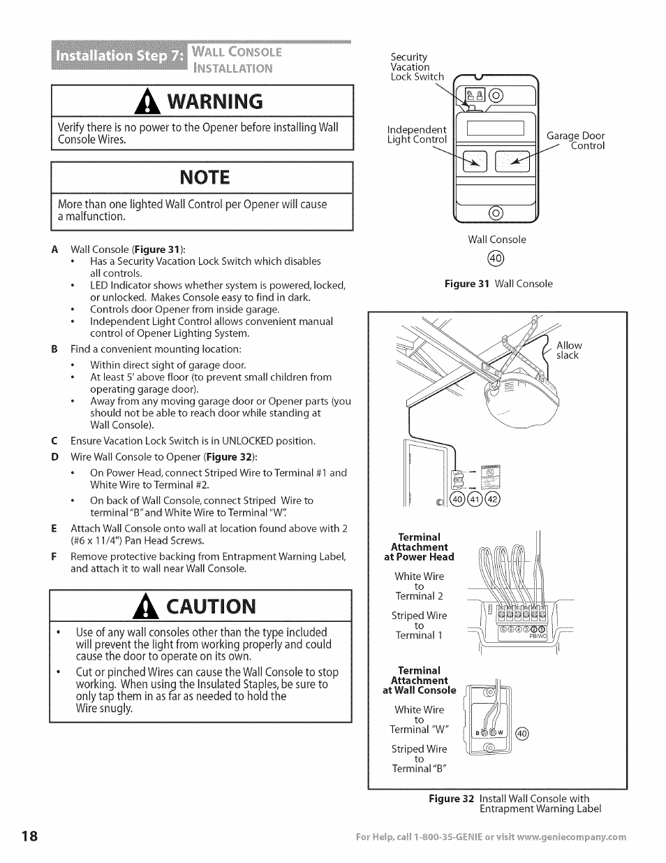 Warning, Caution | Genie Excelerator User Manual | Page 18 / 32