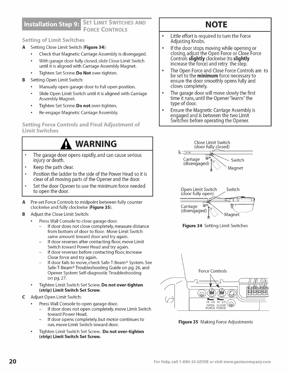 Warning | Genie Excelerator User Manual | Page 20 / 32