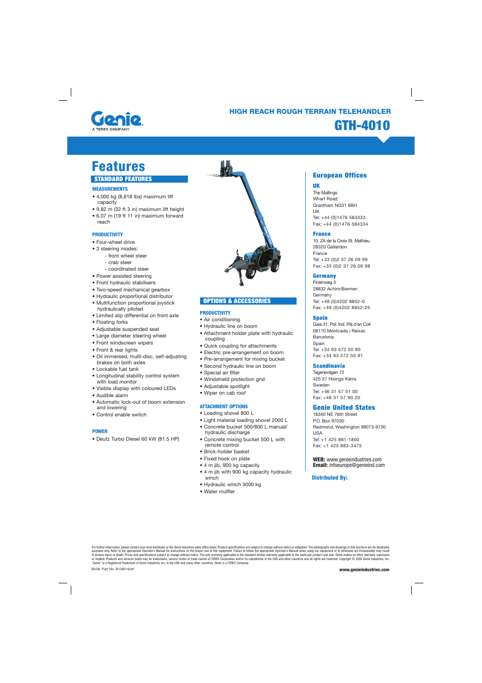 Gth-4010, Features | Genie B108016UK User Manual | Page 2 / 2