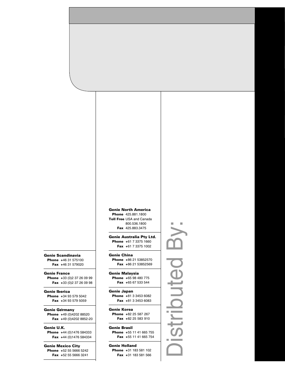 Dis tr ib u te d b y | Genie GS-2668 DC User Manual | Page 36 / 36