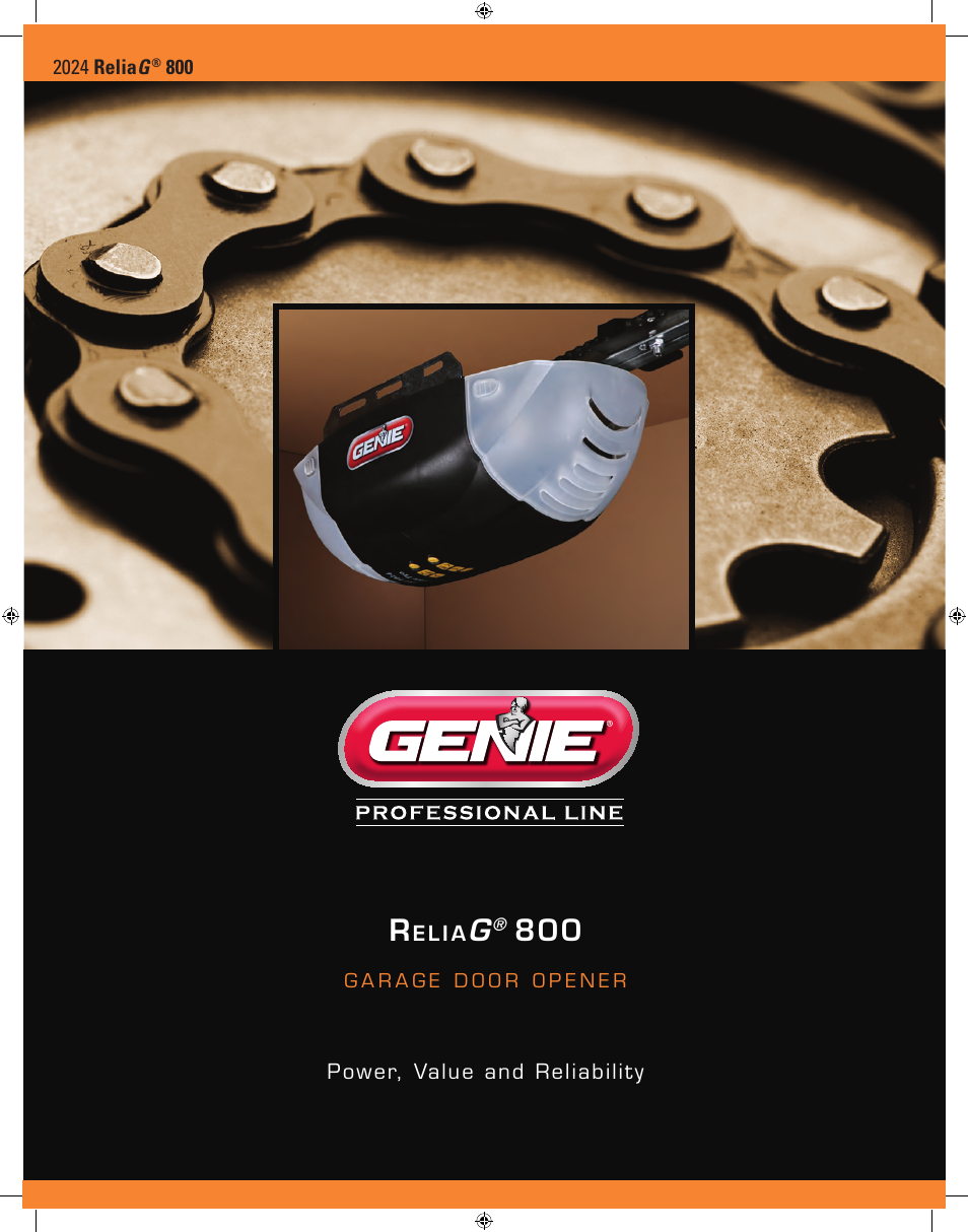 Genie RELIAG 800 User Manual | 2 pages