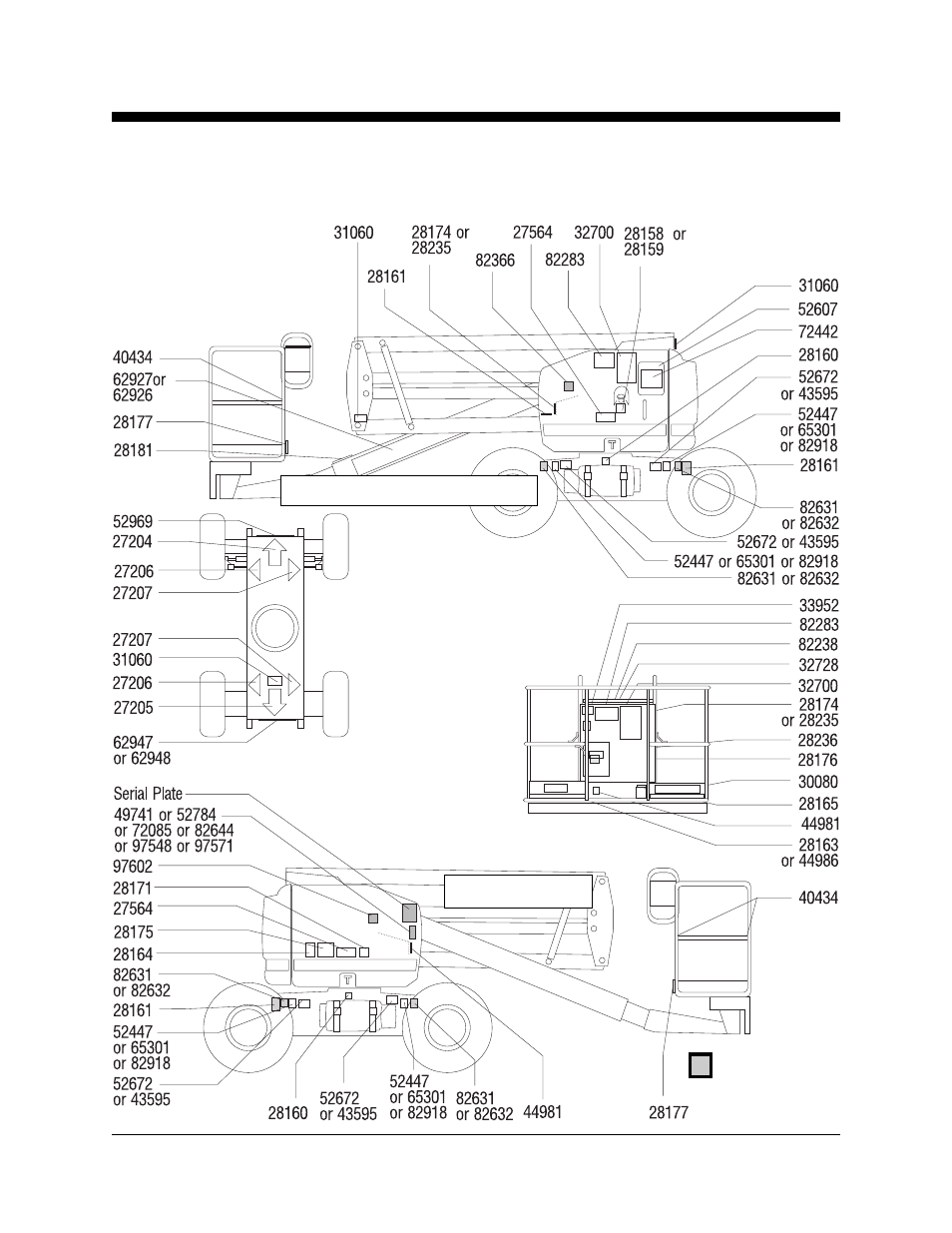 Drive chassis platform, Ground controls side engine side | Genie Z-45 User Manual | Page 35 / 42