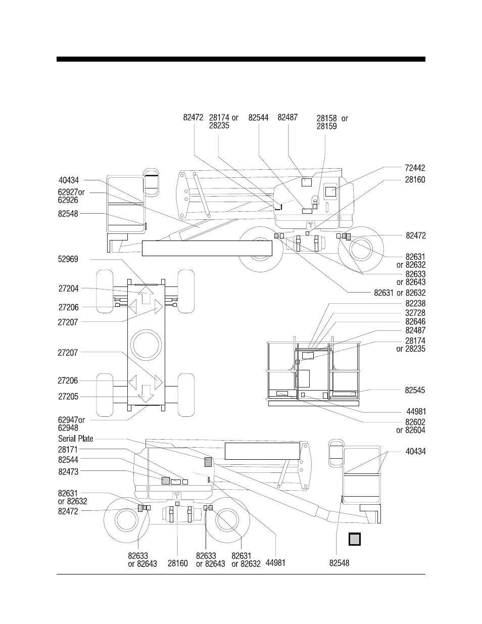 Platform, Ground controls side engine side drive chassis | Genie Z-45 User Manual | Page 37 / 42