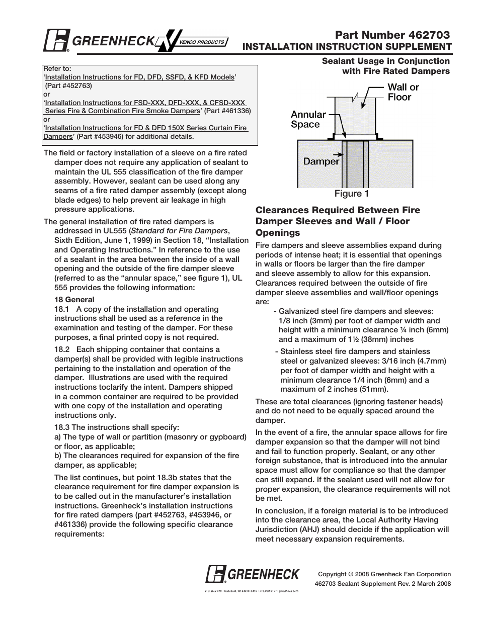 Greenheck Fan KFD User Manual | 1 page