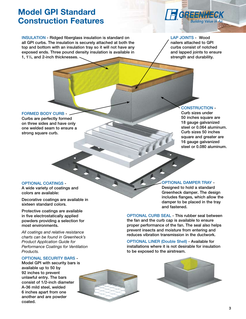 Page header, Model gpi standard construction features | Greenheck Fan GPS User Manual | Page 3 / 8