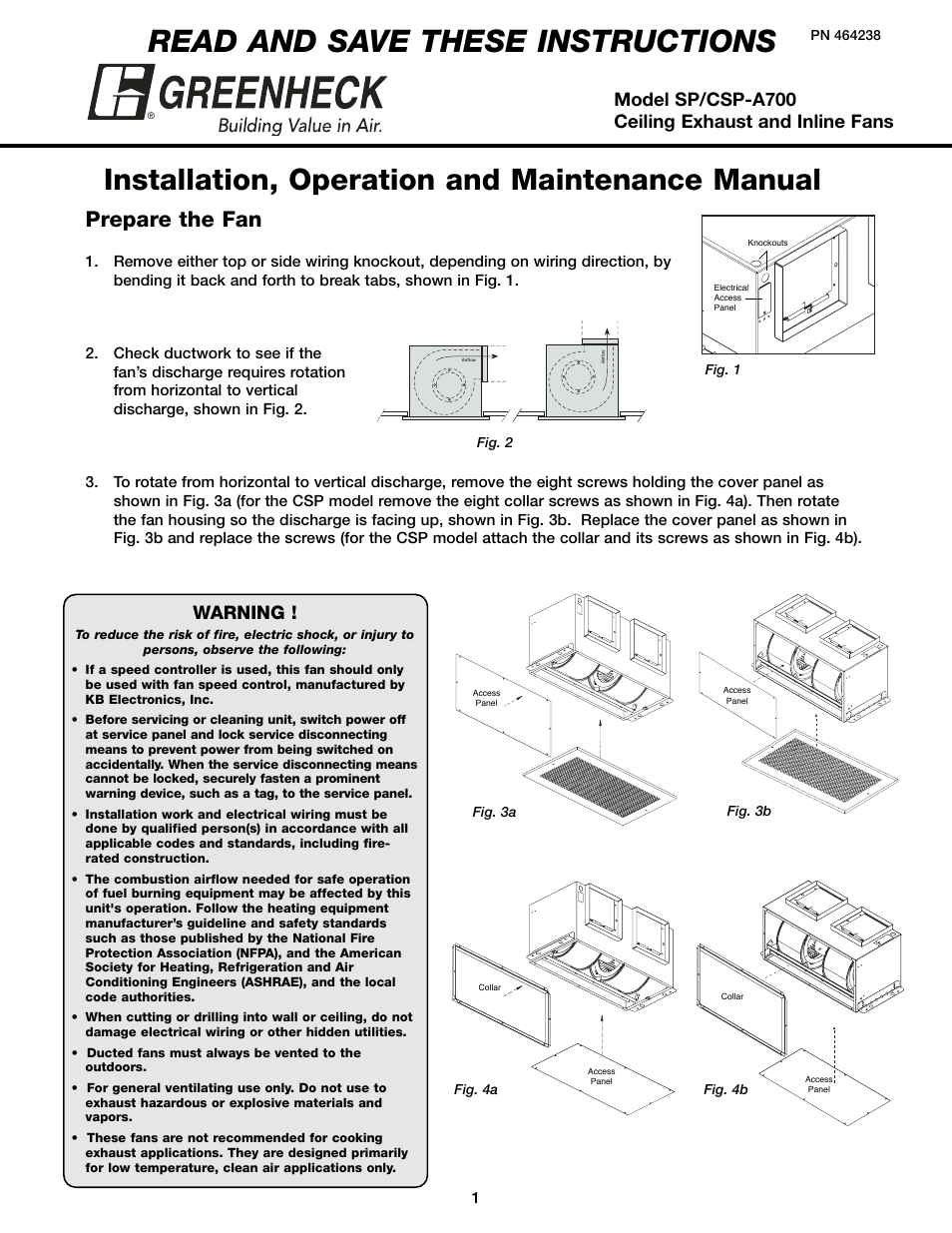 Greenheck Fan SP-A700 User Manual | 4 pages