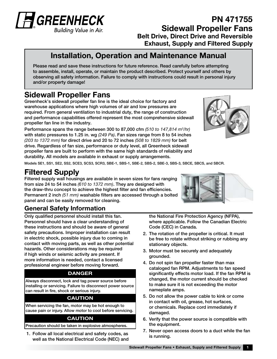 Greenheck Fan PN 471755 User Manual | 8 pages