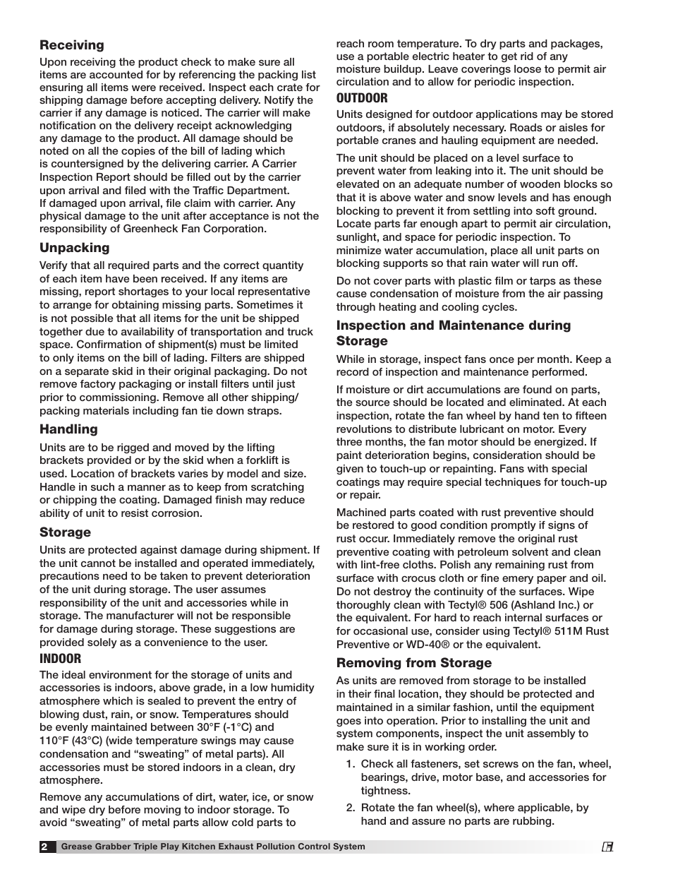 Greenheck Fan Grease Grabber 474753 User Manual | Page 2 / 12